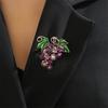 Stunning Brooch Pin Shiny Rhinestones Inlaid Grape Shape Pin Collar Coat Badge