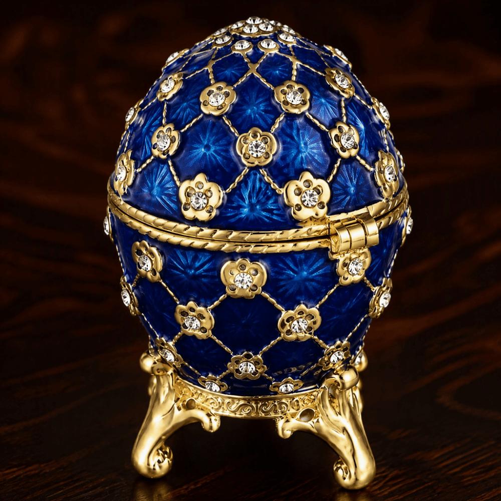 Hinged Lid Egg Trinket Box Compact Hinged Jewelry Box Durable Enamel Jewelry Box Bedroom Display