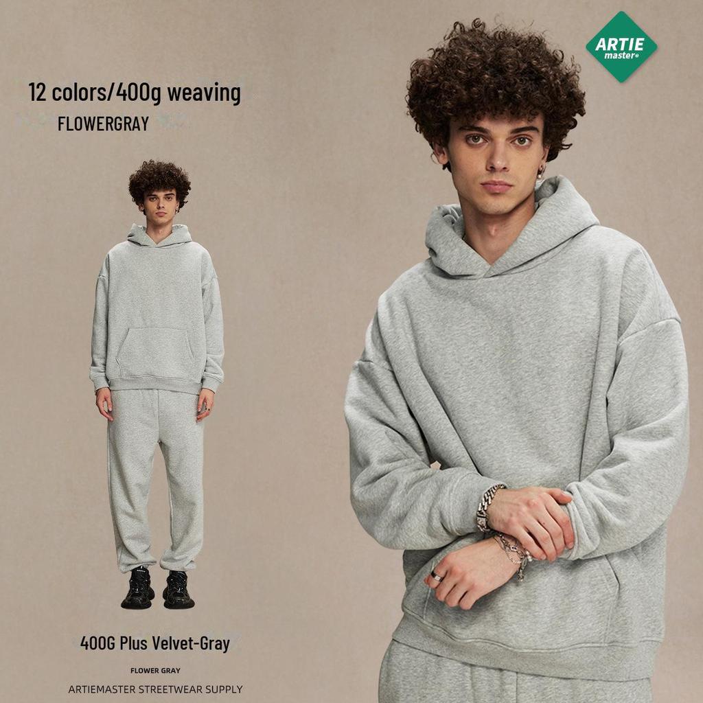 Men's Oversized Polar Fleece Hoodie - Non-Shedding, Thickened 400g, Trendy Autumn/Winter 2024