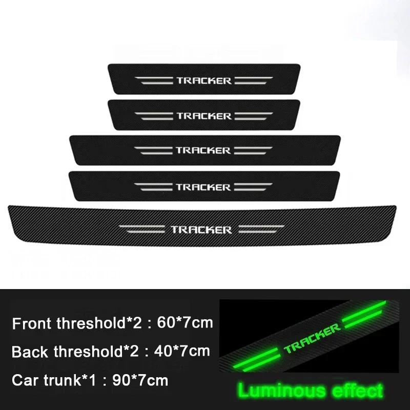 AABHE1 Car Threshold Scuff Plate Carbon Fiber Trunk Sill Protector Sticker For Chevrolet TRACKER Badge Door Welcome Pedal Guards Decals
