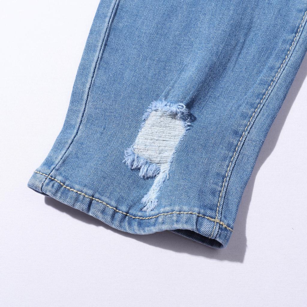 Spring Men's Fashion Jeans with Holes and Trendy Slim Fitting Jeans