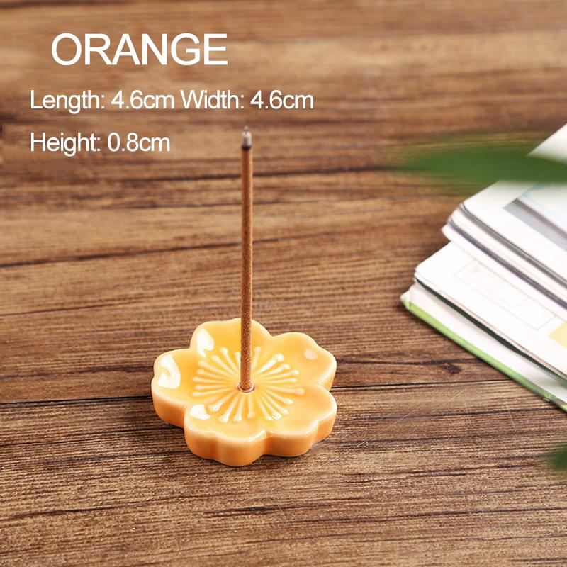 Ceramic Cherry Blossom Incense Holder Wax Melt Burner Sahumerios Holder Aromatherapy Office Teahouse Living Room Ornament XX007 7