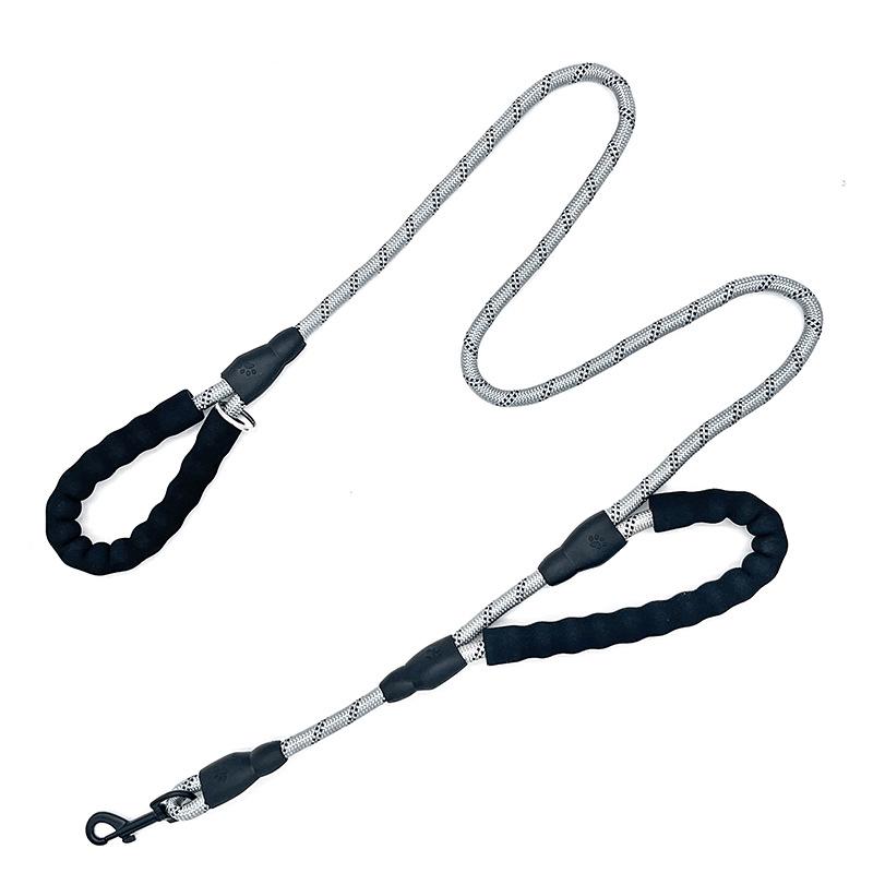 Double Handle Reflective Large Dog Leash with Logo