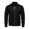 Men Knitted Jacket Stand Collar Long Sleeve Zipper Closure Sweater Coat with Pockets Thickened Plush Lining Knitwear