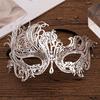 Masquerade Face Cushion Mardi Gras Masque Costume Metal Rhinestone Halloween Cosplay Eye Cushion for Carnival Stage Party Favors