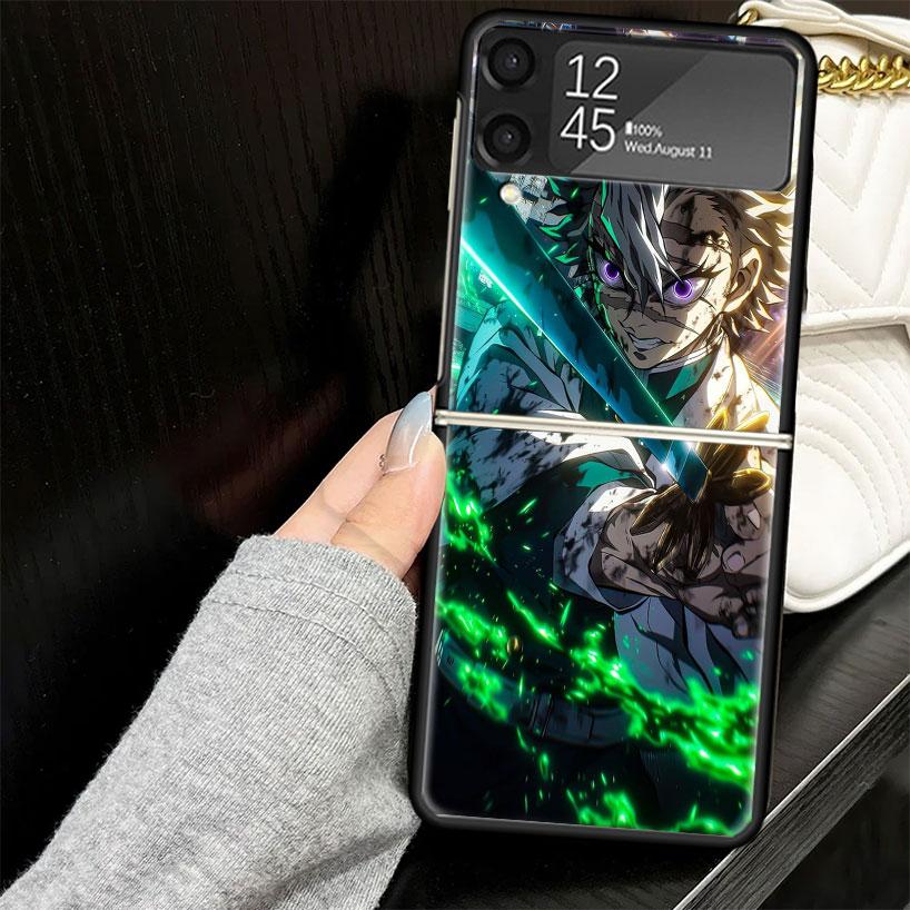 Чехол Demon Slayer Shinazugawa Sanemi для Samsung Galaxy Z Flip7 Flip6 Flip5 Flip4 Flip3 5G Жесткий чехол для телефона Z Flip 7 6 5 4 3 Черный