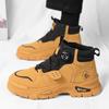 Мужские ботинки осенние и зимние повседневные желтые ботинки нескользящие уличные ботинки с мягкой подошвой модные молодежные рабочие ботинки с вращающимися шнурками