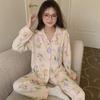 2024 Girls' Spring & Autumn Cute Cartoon Pajama Set - Imitation Cotton, Long-Sleeved, Large Size, High-End Homewear.