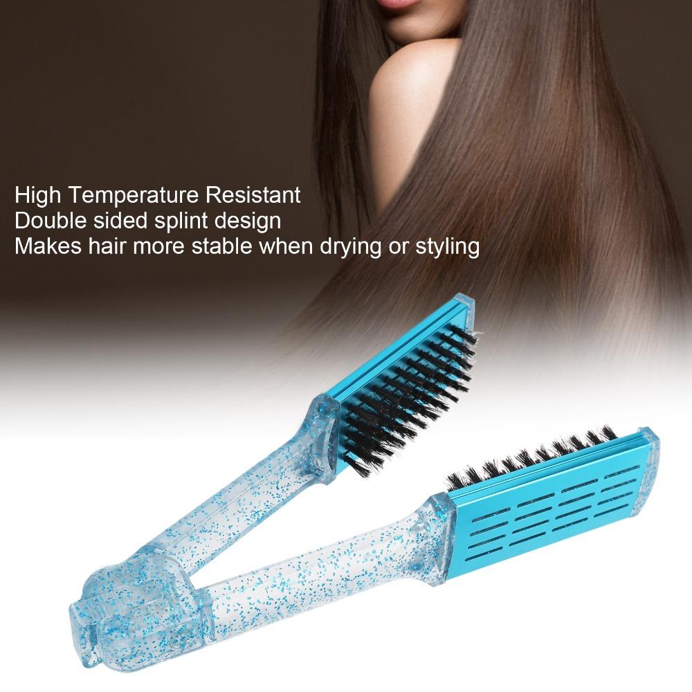 Blue Hair Straightener Clamp Brush ABS Straightening Clamp Brush Salon Use