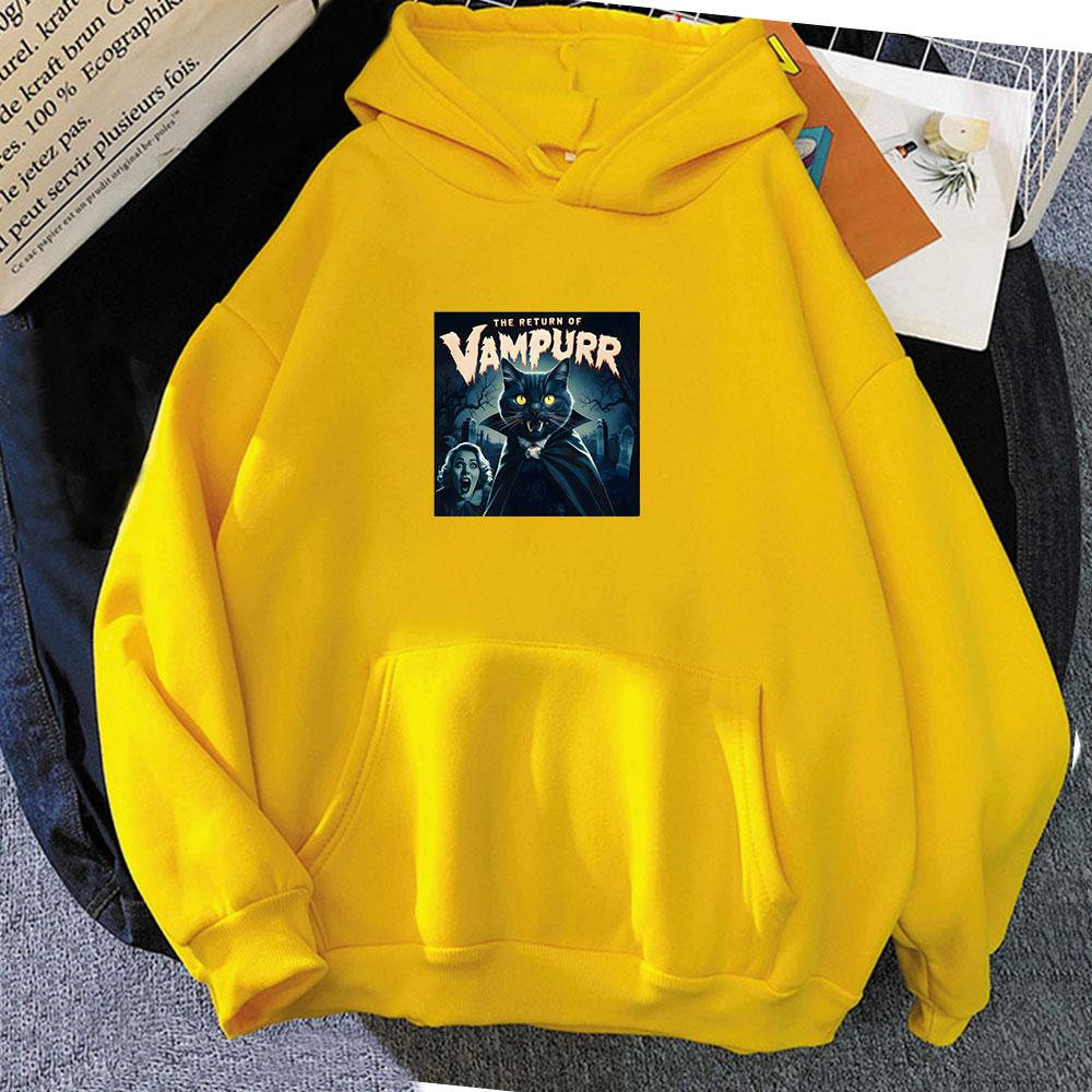 The Return of Vampurr Black Cat Posters Vampire Hoodie Funko Pop Gothic Sweatshirt Graphic Printing Vintage Clothing