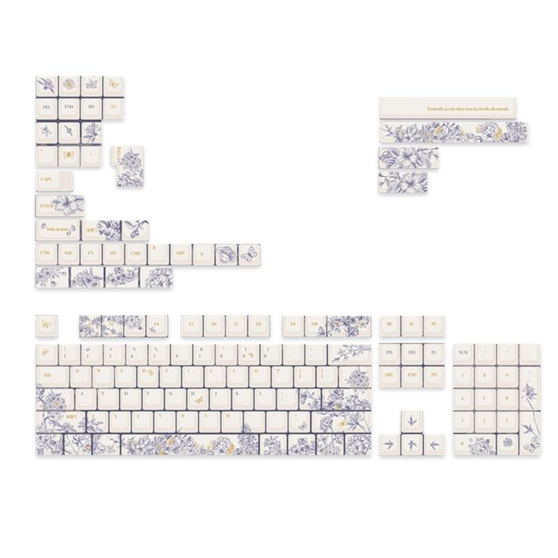Французская тема вышивки PBT Keycaps DyeSub Keycaps Set для механических переключателей клавиатуры 7u 2.25u 2.75u Spacebar