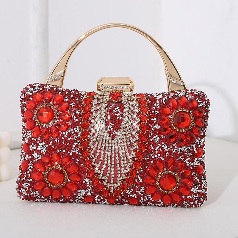 Elegant Square Evening Purse With Lock Closure And Rhinestone Accents For Women