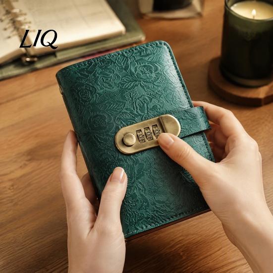 Надежный кошелек с кодовым замком, Органайзер для наличных, Книга, 3-значный замок, Прочная полиуретановая кожа, Портативный кошелек для финансов и хранения купюр, Множественный