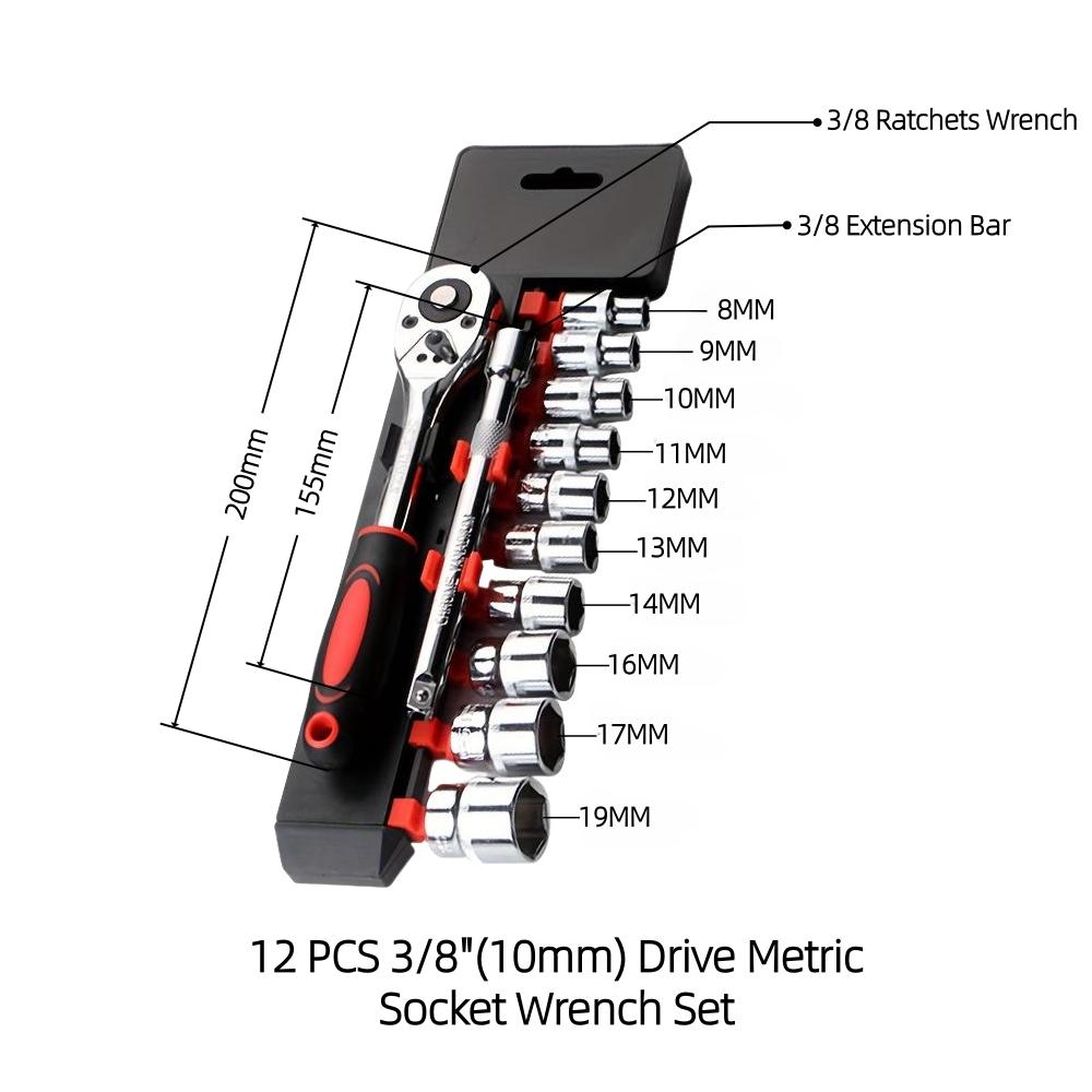4-24mm Ratchet Socket Wrench Set Car Boat Motorcycle Bicycle Repairing Tool