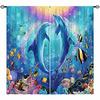 Cute Cartoon Dolphin Curtains Grommet Light Filtering Window Print Pattern Sea Animal Theme Curtain Bedroom Living Room 2 Panels