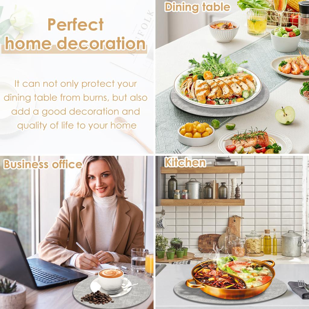 6Pcs Round Placemats Reversible Table Mats Heat Resistant Place Mats Waterproof Table Place Mats for Indoor and Outdoor Use