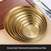 Утолщенная круглая золотая тарелка из нержавеющей стали для кофейни, десерта, фруктов, торта, барбекю, костей и ужина.