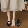 Mary Jane Shoes Women's French Style 2025 Autumn New Black Pointed Thick Heel Temperament Single Shoes High Sense Not Tired Feet