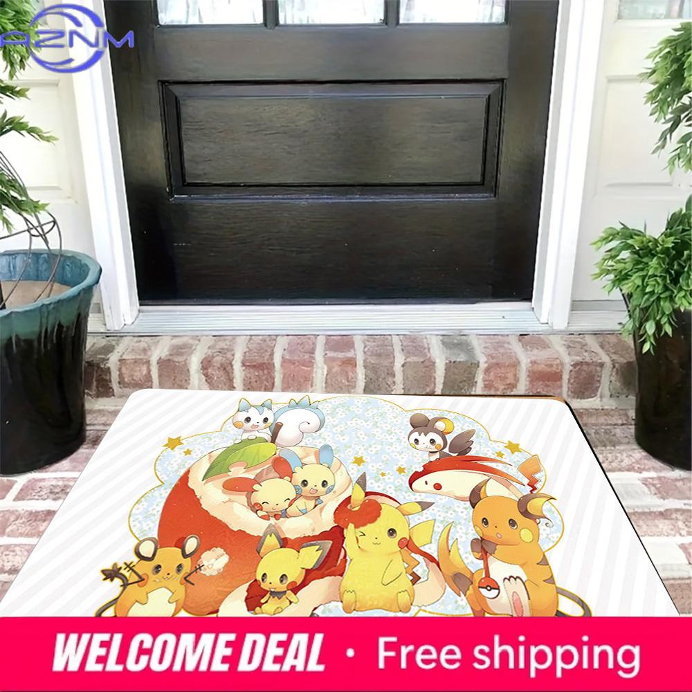Pokemon Cute Electric Type Characters Print Non-slip Doormat, Soft Absorbent Floor Rug for Home Decor