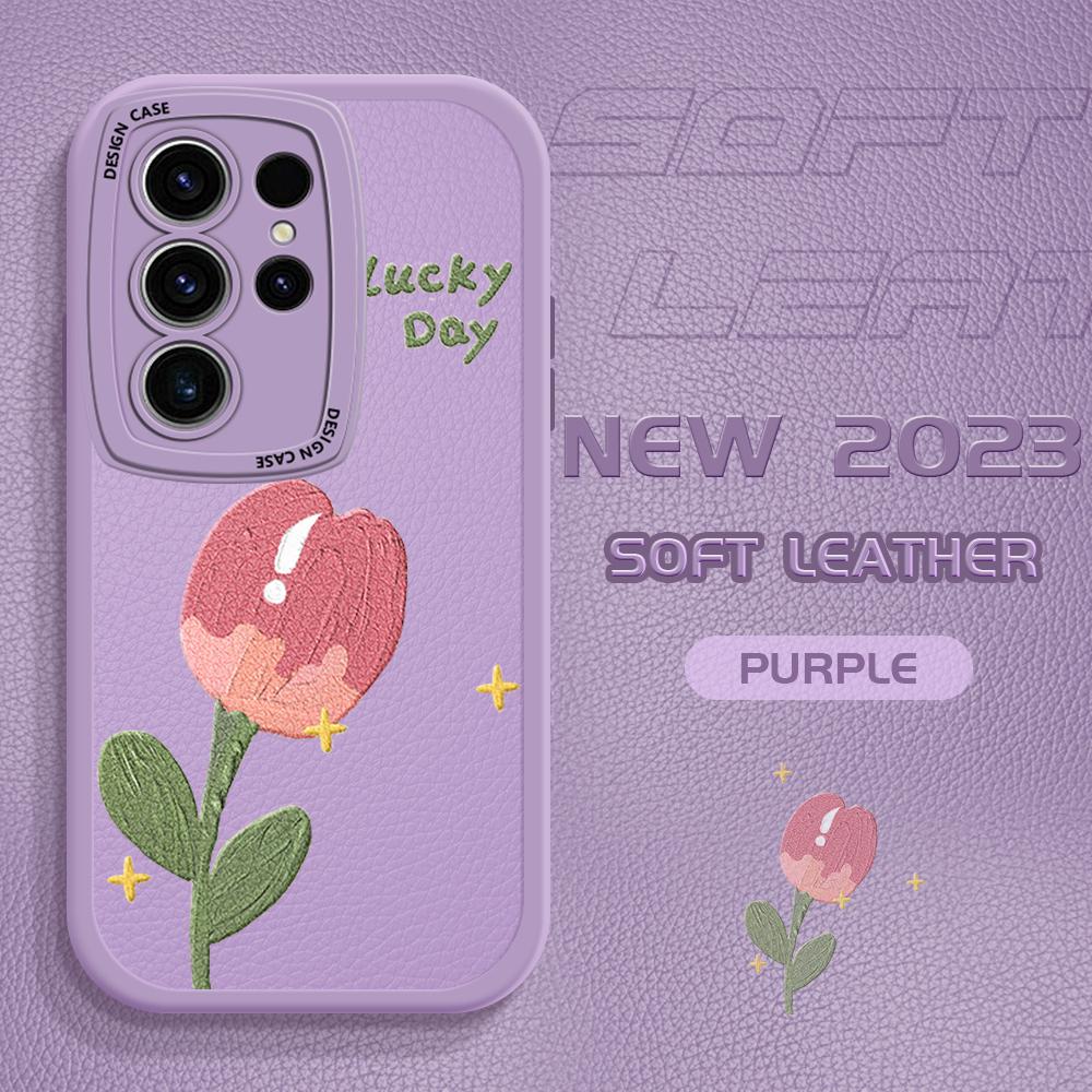 Чехол из искусственной кожи с цветком для Vivo V23E Y15 Y91 Y51 OPPO A9 Reno8 6 Realme 10 Pro C21 C12 C15 C35 Huawei Nova 7i P30 Lite Infinix Hot 10S, чехол для телефона