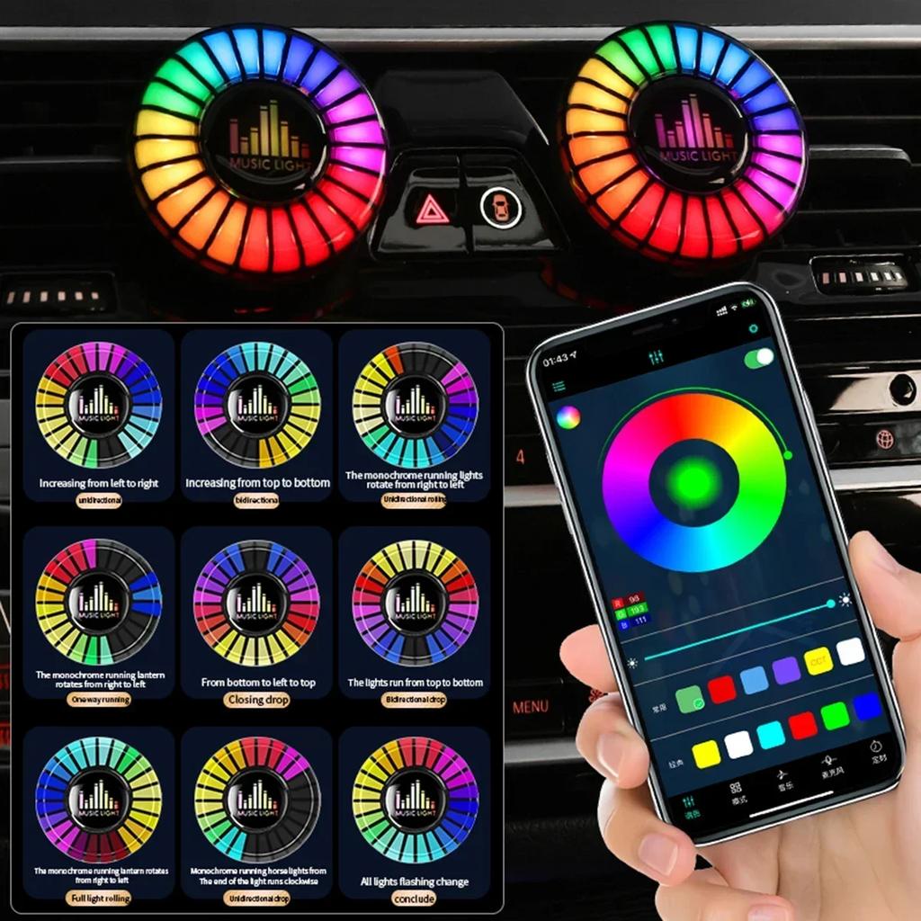 Умный автомобильный освежитель воздуха RGB LED - управление через приложение Music Sync 256 цветов Натуральный ароматический диффузор с функцией автоматического выключения