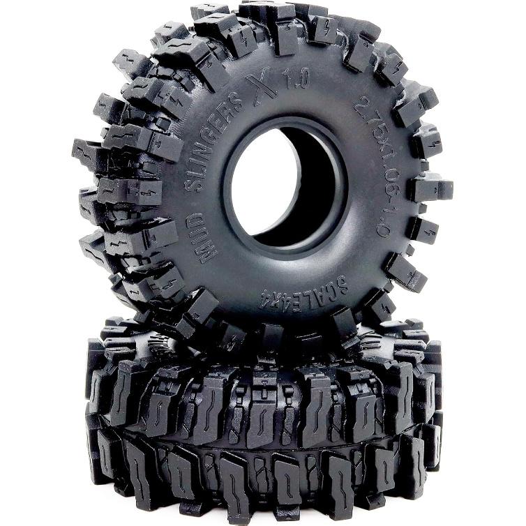 HOBBYSOUL 1.0 Crawler Tires 70mm Tall 1.0'' Mud Slingers X Super Soft Sticky Tyre for RC 1/24 SCX24 1/18 TRX4M Upgrades