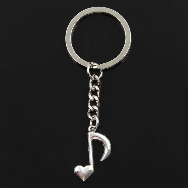 Fashion Musical Note With Heart 25x16mm Pendant 30mm Key Ring Chain Bronze Men Car Gift Keychain