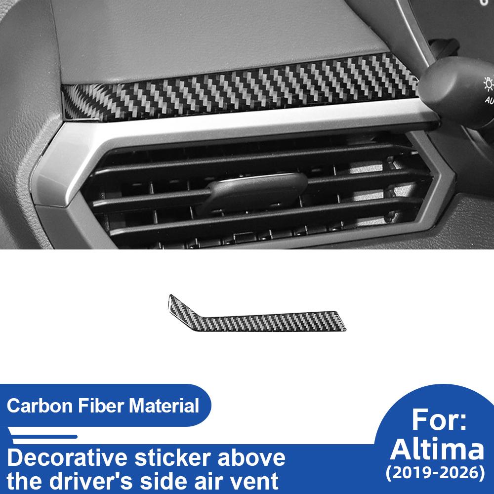 For Nissan Altima 2019-2026 LHD Driver Side Air Vent Upper Decorative Sticker Black Carbon Fiber Trim Cover Interior Accessories