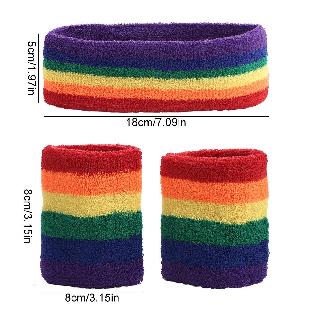 Polyester Athletic Sweat Bands Colorful Fitness Wrist Brace Rainbow Tennis Headband  Table Tennis
