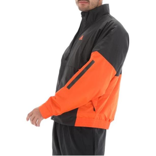 Adidas Мужская хлопковая куртка с длинными рукавами и тремя полосками, цветными блоками и воротником-стойкой, черная FT2440