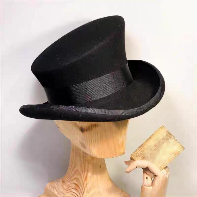Women Men Asymmetric Top Wool Fedora Hat Magician Steampunk Cosplay Punk Party Caps Retro Fashion Ribbon Top Hat Dropshipping