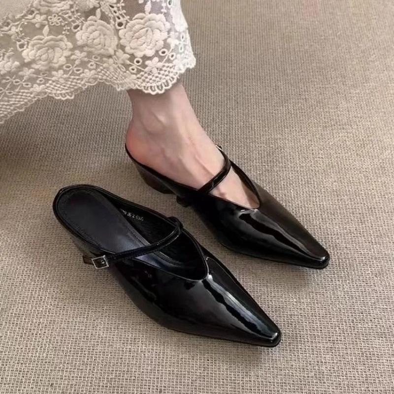 Fashion Pointed Toe Women Mules Shoes Wedges New Party Slippers Trend Luxury Sandals Summer Designer 2025 Brand Woman Slingback Shoes