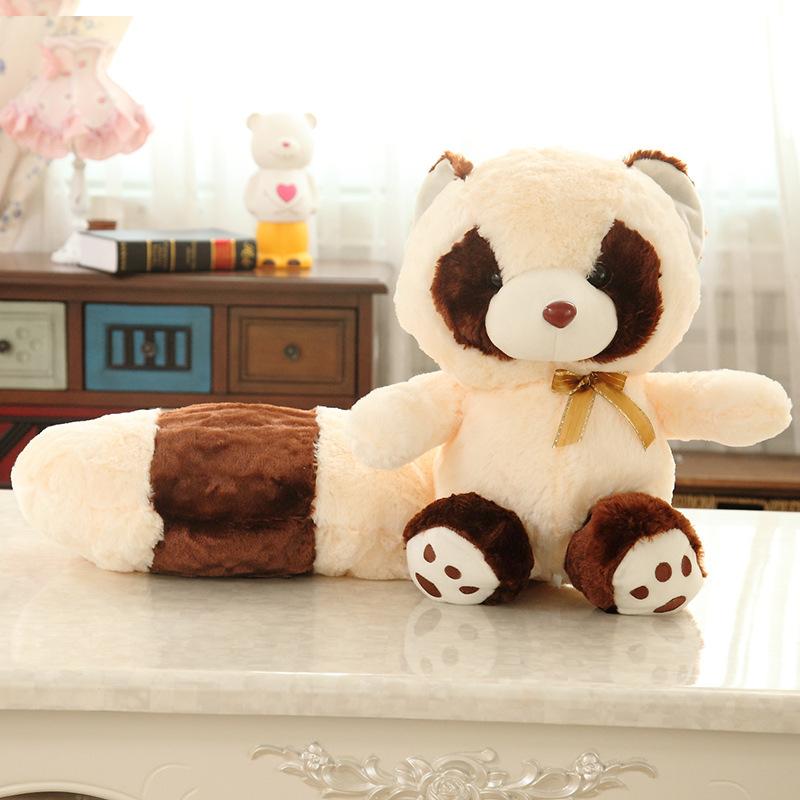Super Soft Lazy Fluffy Hair Stuffed Animals Plushie Plush Raccoon Long Tail Big Tail Hug Throw Pillow Birthday Gift Boys Grils
