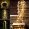 1 шт. светодиодный солнечный свет-водопад, сказочный свет-венок, 8 режимов освещения, для двора, сада, балкона, деревьев, заборов, украшение для вечеринки