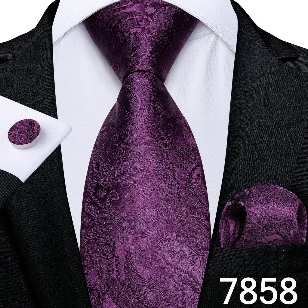 Мужской шелковый галстук в клетку, полосатый однотонный синий галстук, носовой платок, набор запонок, свадебный комплект