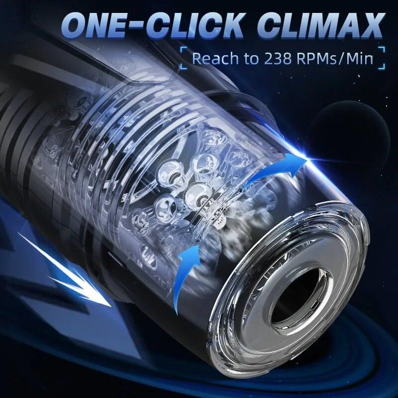 Новый 7 Thrust 360° Вращение с мощной присоской Стимуляция пениса Мастурбационная чашка Карманная киска Взрослая игрушка для мужчин с одним щелчком Оргазм 18+