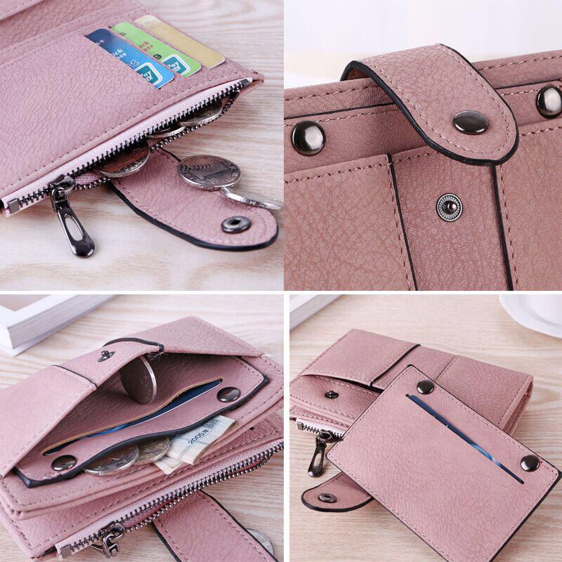 Женский короткий кошелек для монет: Многофункциональный держатель для карт в японском и корейском стиле с пряжкой