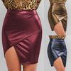 Fashion Women Cross Open Fork Asymmetrical Casual Faux Leather Tight Mini Skirt