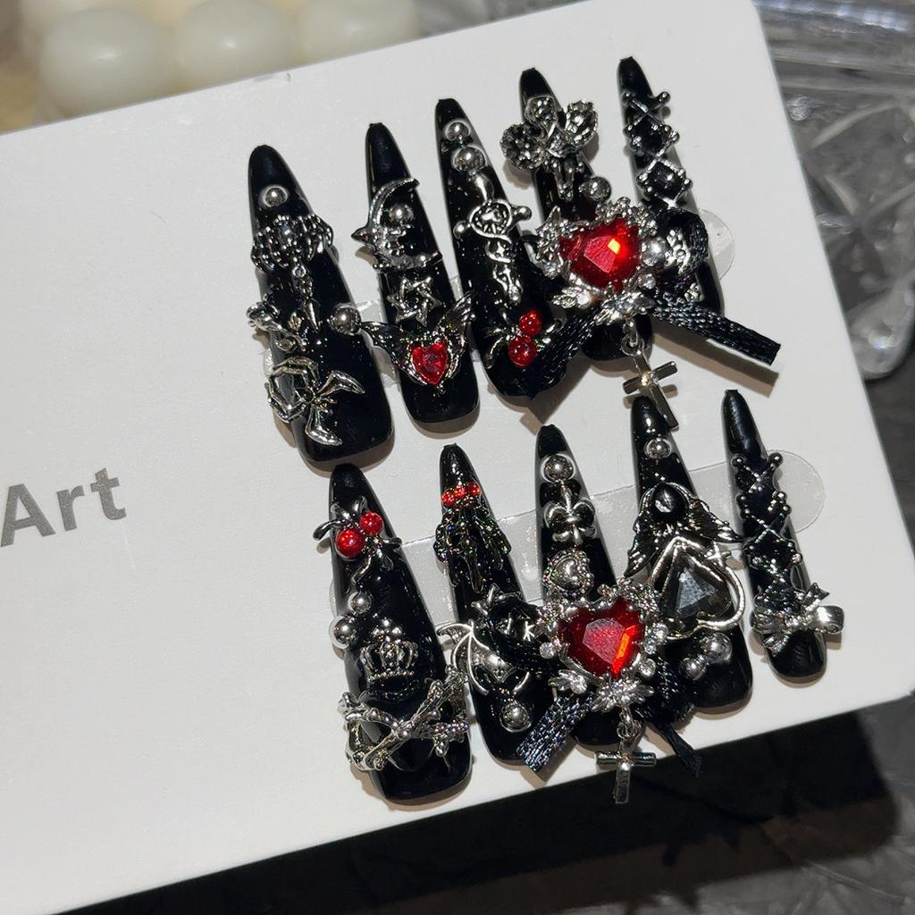 Накладные ногти миндалевидной формы, искусственные ногти с французским кончиком и 3D-дизайном, глянцевые, с полным покрытием, акриловые, на клеевой основе, искусственные наклейки для женщин