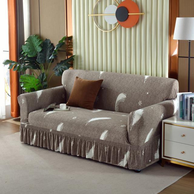 Юбка с рюшами, чехлы для диванов для гостиной, чехлы для диванов с принтом, чехлы для диванов, противоскользящие моющиеся диванные полотенца, диванные подушки