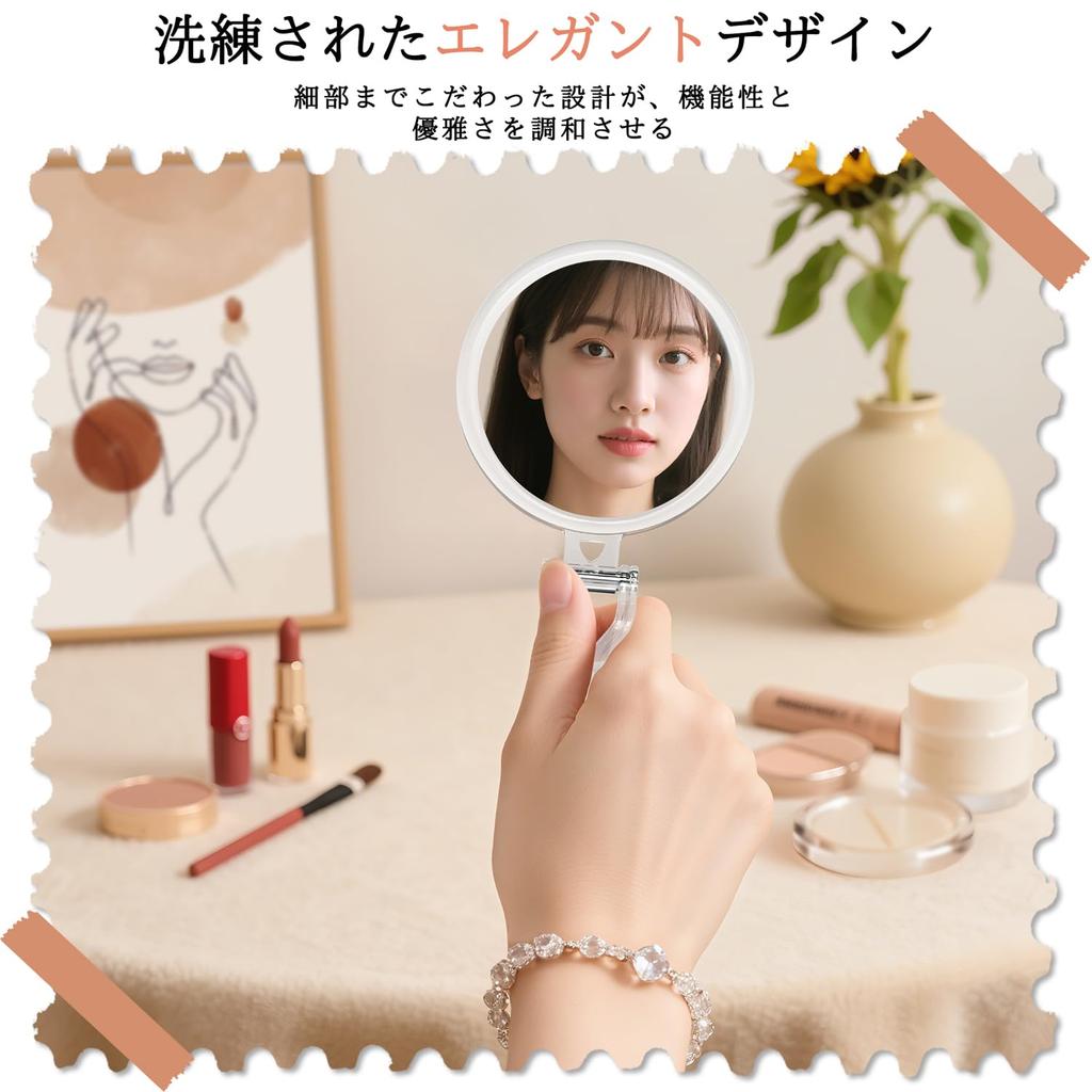 Auxmir Ручное увеличительное стекло 30x и 1x Складное с подставкой и ручным зеркалом для подвешивания с легко очищаемым зеркалом, Увеличение, Зеркало, Зеркало,