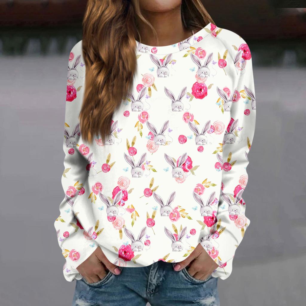 Женская мода повседневная толстовка с длинным рукавом и круглым вырезом с принтом