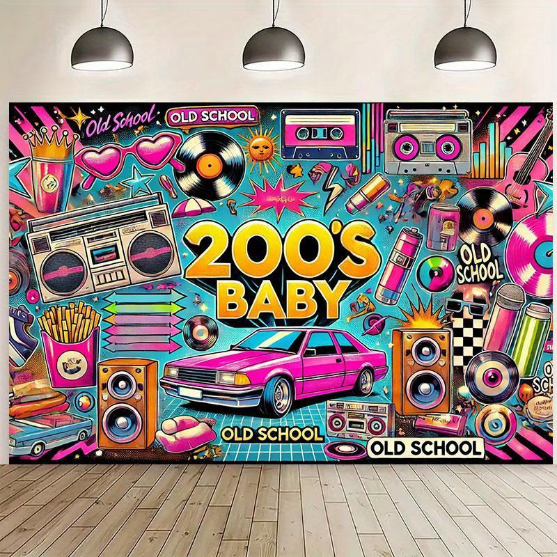 A 2000s retro "old-school" party banner - an exceptionally stylish polyester fiber wall decoration