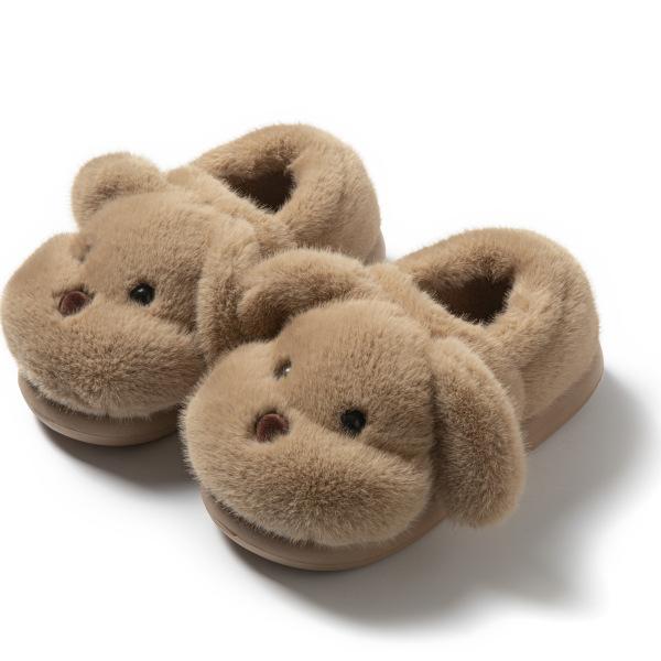 Soft cute puppy cotton slippers home non-slip fluffy shoes children's warm parent-child slippers winter cute children's cotton shoes