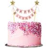 Girls DIY Bunting Happy Birthday Stars Gold Baking Decoration Cake Flags Party Supplies Cake Topper