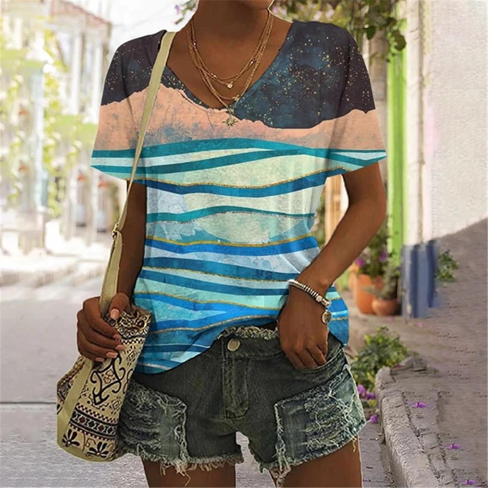 Футболка женская с градиентным пейзажем в крапинку, футболки для подростков, одежда унисекс, винтажная уличная одежда, повседневный стиль, модная уличная одежда