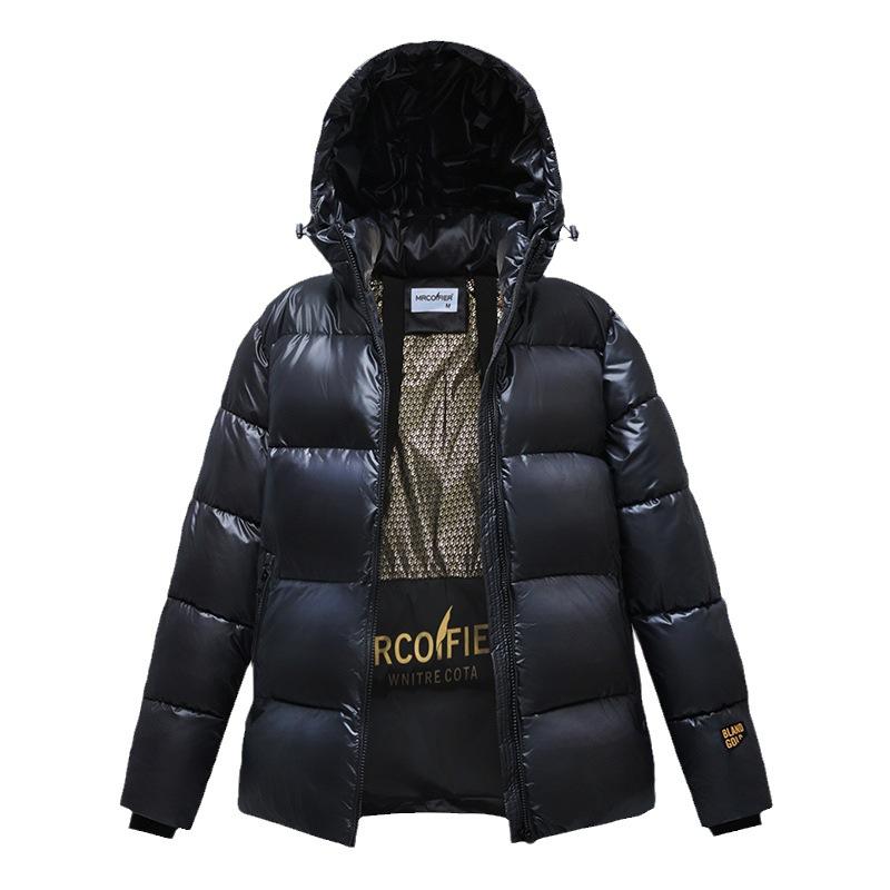Women's Hooded Down Jacket Black Gold Cotton Coat Winter Loose Fashionable Thick Cotton Jacket