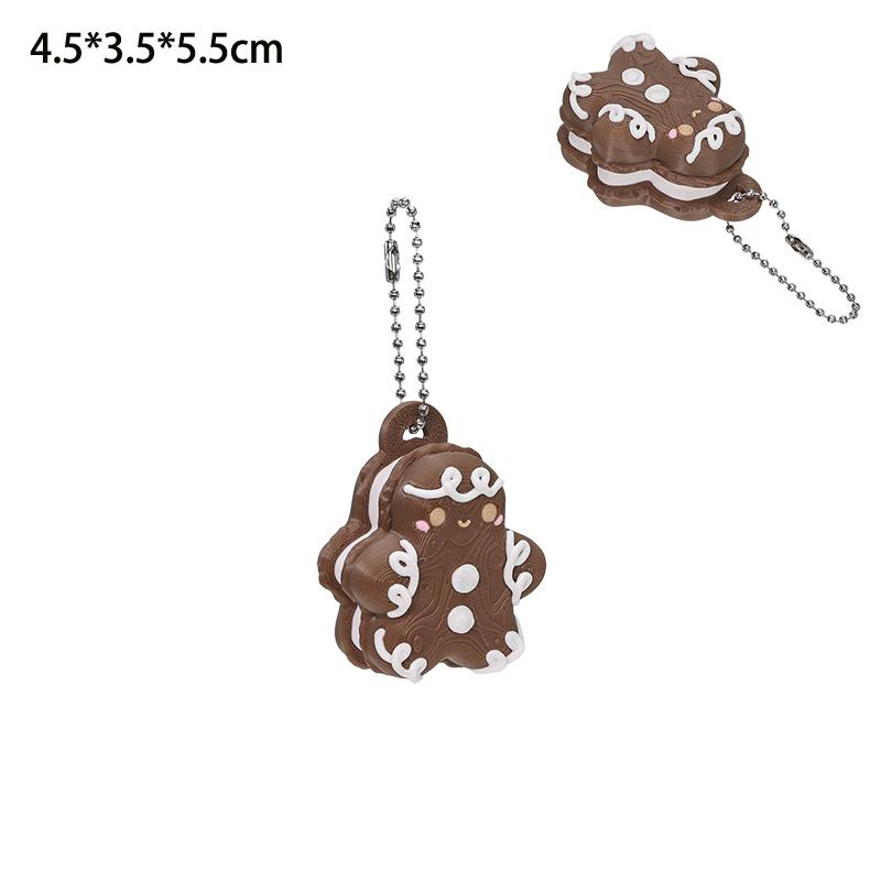 Cute 3D Printed Gingerbread Smore Cookie Clicker Fidget Keychain Sensory Stress Relief Bag Charm Gift