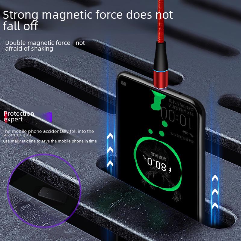 5A High-Speed Magnetic Charging Cable for Apple, Android, Type-C - 3-in-1 5V/3A