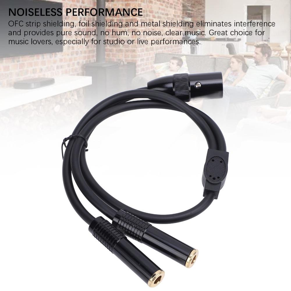 Plug and Play 3Pin XLR Male to Dual 6.35mm Female Gold Plated Stereo Converter Cable  Amplifier